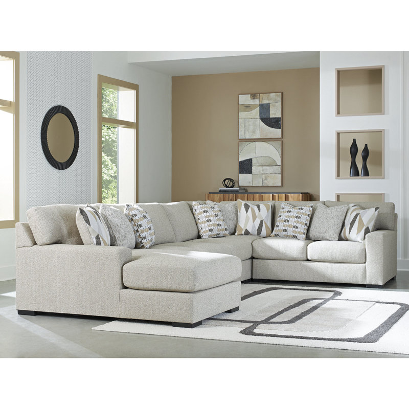 Canapé modulaire 5 pièces avec méridienne Croskey, Orienté à droite