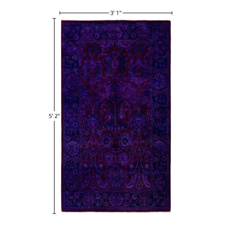 Overdyed One-of-a-Kind 3' 1" X 5' 2" Hand Knotted Area Rug