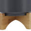 5" PLANTER W/ WOOD STAND, MATTE GRAY-1188284676