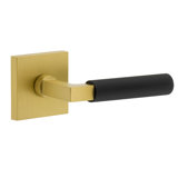 Quadrato Satin Brass Rosette with Satin Black Contempo Fluted Lever