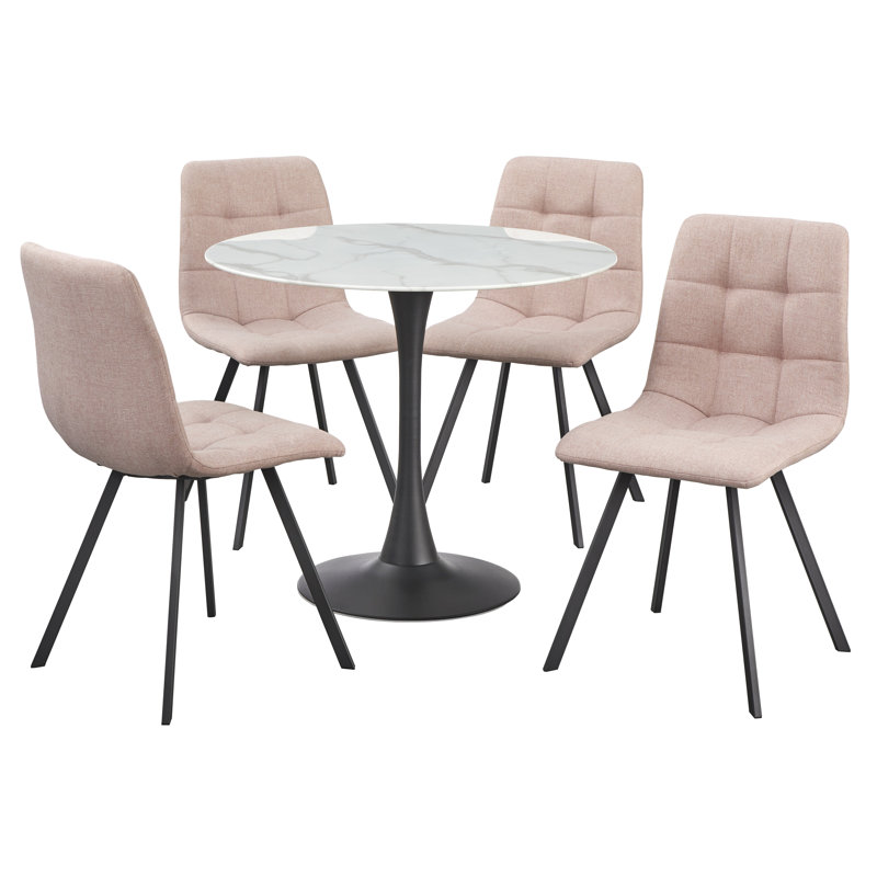 Kristos 4 - Person Pedestal Dining Set, Pink