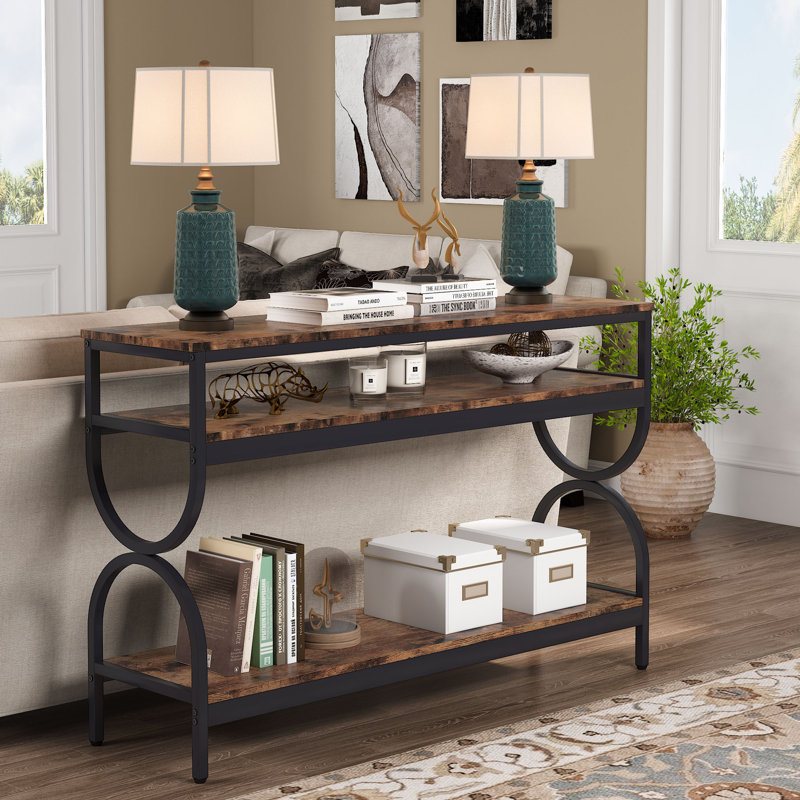 140Cm Console Table, Brown, Brown/Black