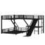 Lit superposé en L avec lit mezzanine, lit superposé triple en métal avec glissade et ports USB-769333