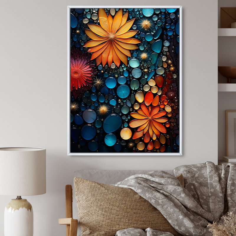 Spiritual Crystal Energy - impressions sur toile abstraites, H 32 po x l 24 po x P 1 po, Cadre flottant blanc