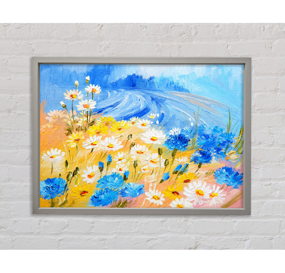 Daisy Yellow Blues - Einzelner Bilderrahmen Kunstdrucke auf Leinwand