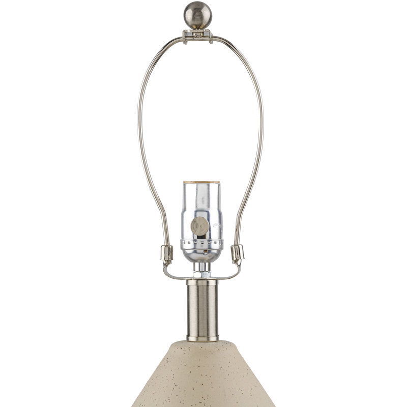 Beige Ceramic Table Lamp with Wheat Linen Shade