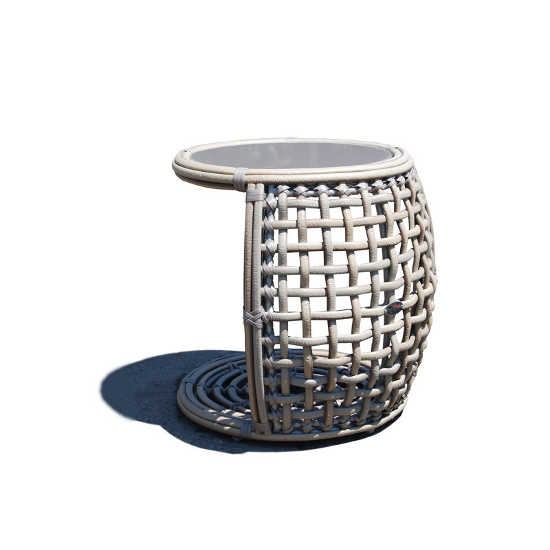 Dynasty Outdoor Round Side Table, Gray/Kubu Mushroom