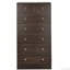 Commode haute à 7 tiroirs brun foncé, meuble vertical en bois avec poignées dorées, meuble de rangement pour vêtements sur pied pour chambre à coucher