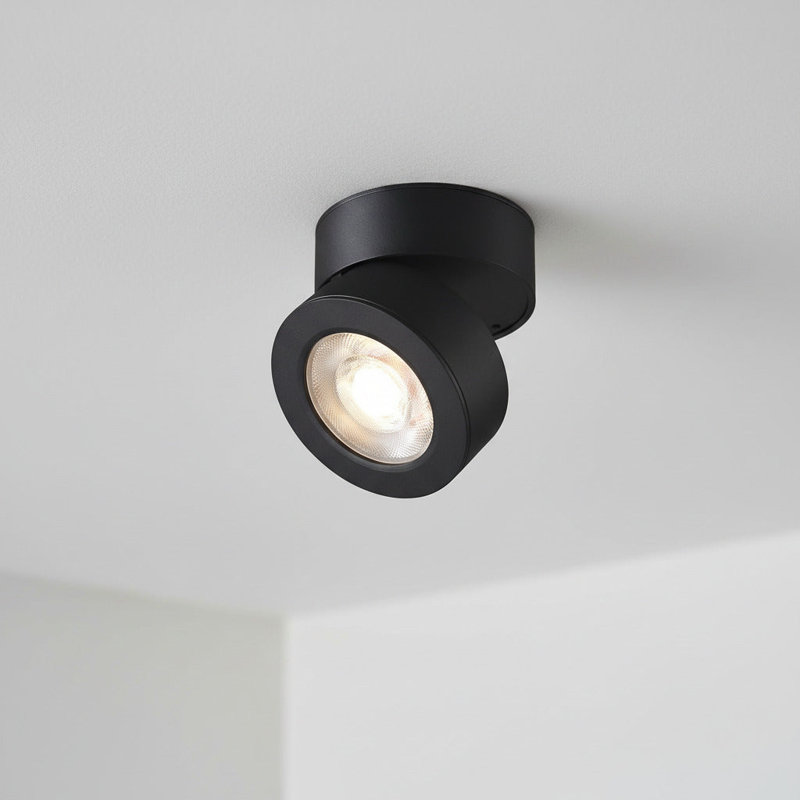 UltraBeam Surface Mounted Adjustable Ceiling Downlight Spotlight, Black, 7.2cm H x 10cm W x 7.2cm D