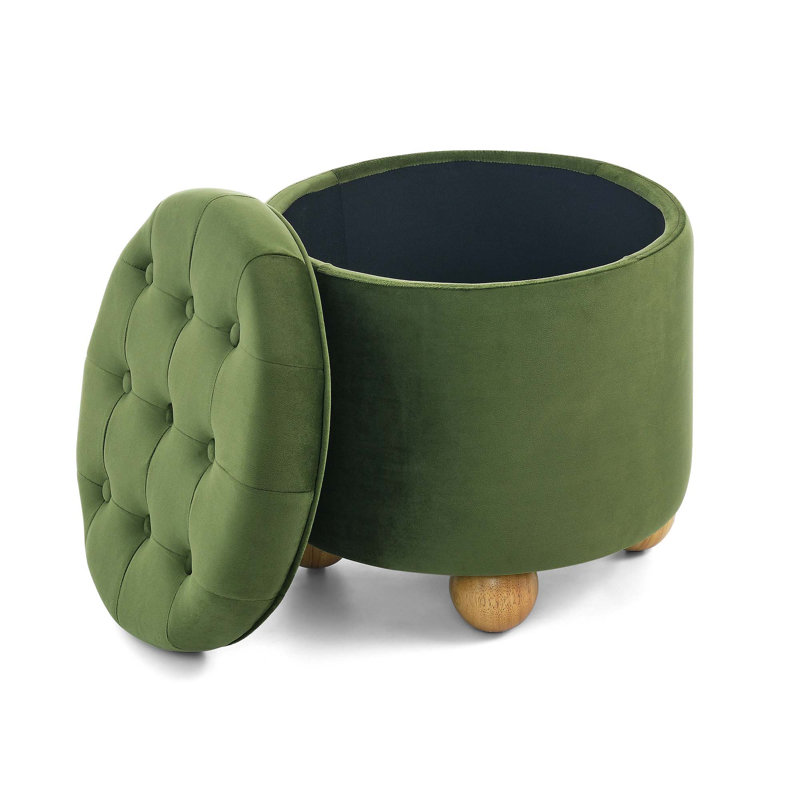 Repose-pieds rond avec rangement, repose-pieds rond en lin multifonctionnel, couvercle pouvant être retourné comme plateau de table, avec espace de rangement
