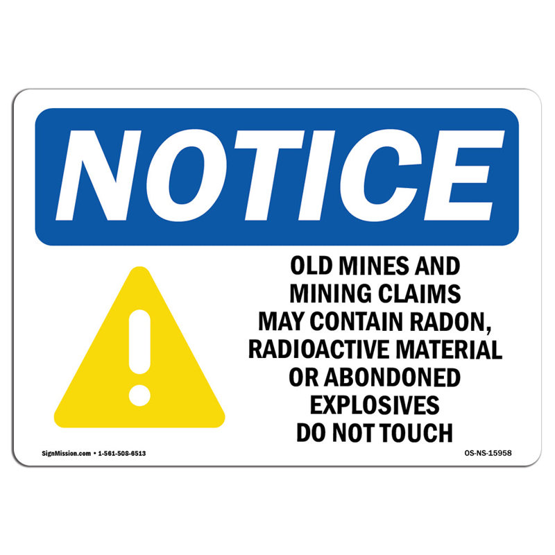 La mine et le droit minier peuvent contenir une enseigne de radon
