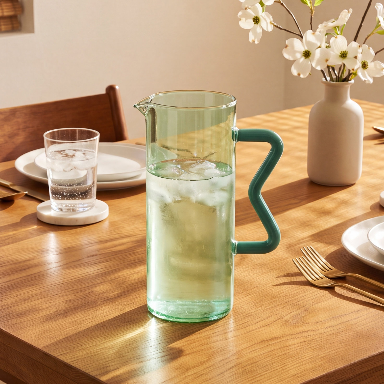 Borosilicate Glass Pitcher, Green