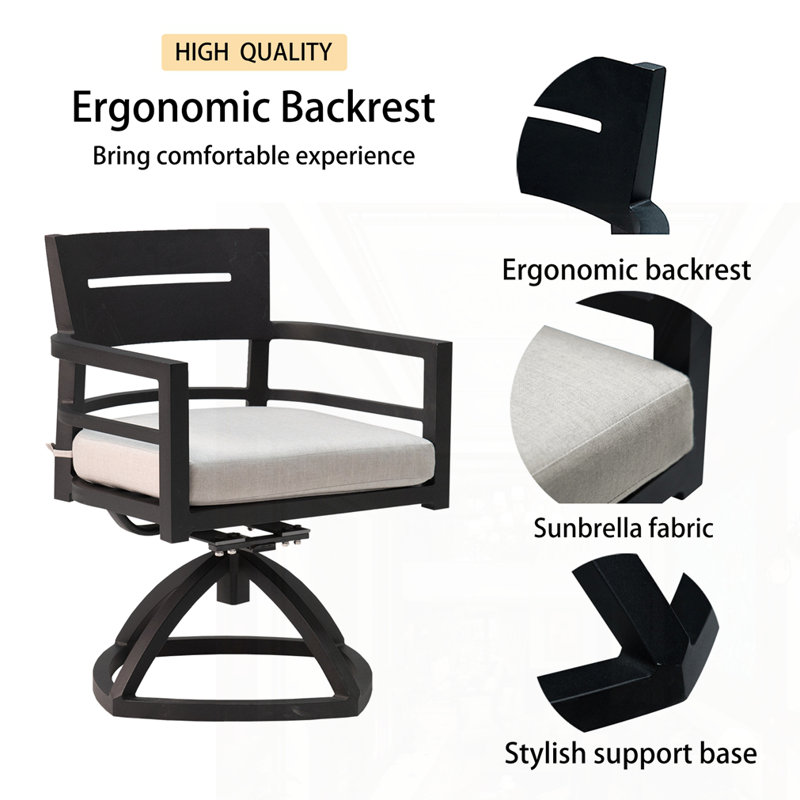 Chaise berçante pivotante en aluminium pour l'extérieur 2 pièces
