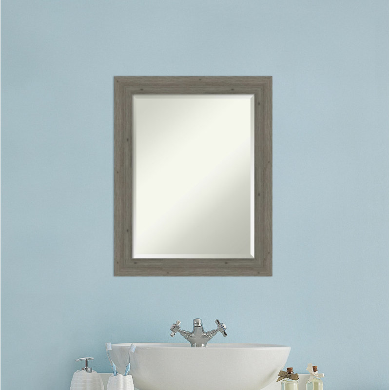 Flat Wall Mirror, 29" H x 23" W, Gray