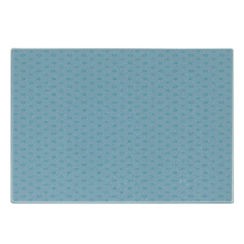Planche à découper en verre trempé Ambesonne des années 1970, motif de cercles dessinés à la main - bleu et bleu pâle