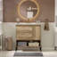 Meuble-lavabo moderne en bois de 30 po, armoire de salle de bain avec tiroir coulissant, armoire de rangement de salle de bain avec lavabo en céramique, meuble-lavabo simple avec portes et tablette ouverte