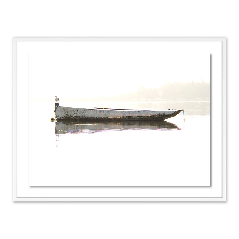 Oyster Skiff Print by Geoffrey Baris, White, 37" H x 48" W x 2.5" D