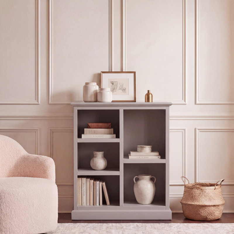 Stylish Aoting Standard Wooden Bookcase –Compact Storage for Books, Magazines & Décor, 30.1"H x 25"W, Gray Mauve