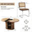Ensemble de table de salle à manger extensible ronde avec 6 chaises en porte-à-faux-1338621397