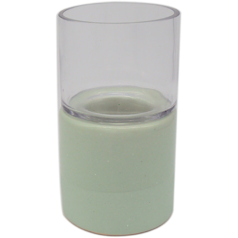 Concrete / Cement Tabletop Candlestick, Lime, 7.5" H x 4.25" W x 4.25" D