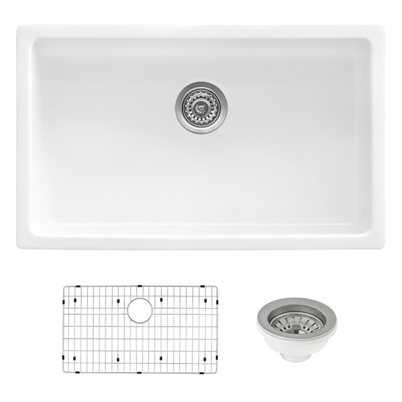 Ruvati 19'' W Single Bowl Fireclay Kitchen Sink, White