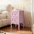Wood 2-Drawer Bedside Table with Curved Legs, Pastoral Style Nightstand for Bedroom – Macaron Pink Finish