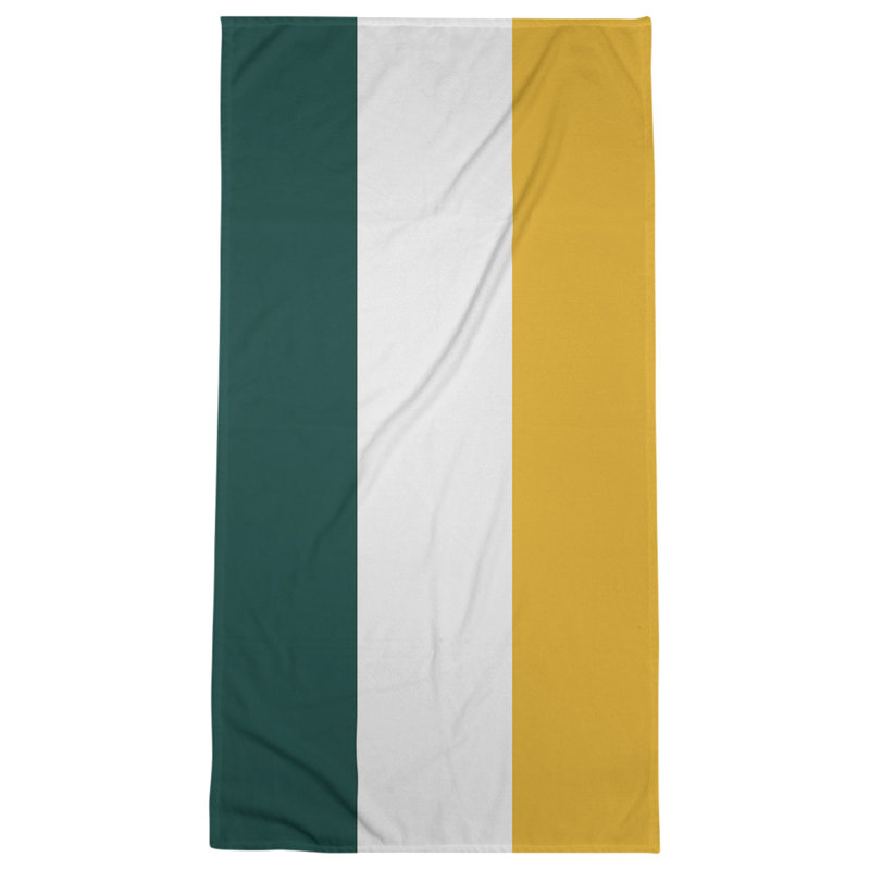 Beach Towel, Kelly Green/White/Gold, Microfiber