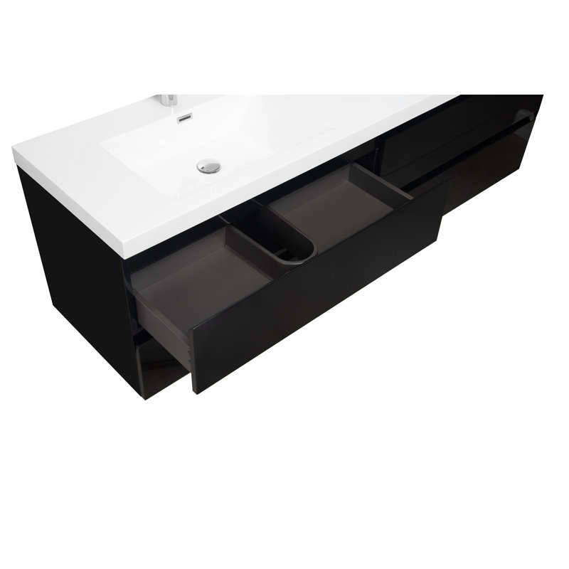 Meuble-lavabo flottant avec lavabo et meuble-lavabo, Noir