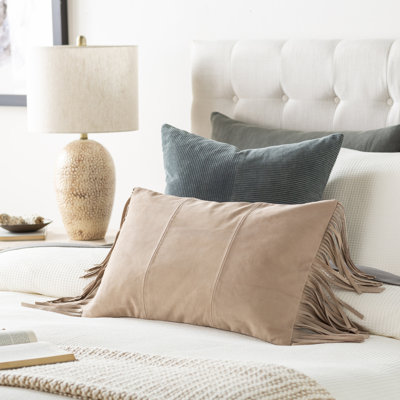 Salet Fringed Down Throw Pillow