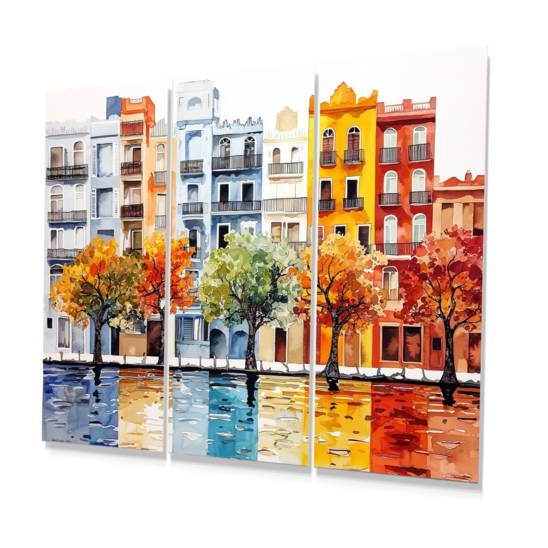 Ensemble de salon art mural Barcelone, H 40 po x l 60 po, Impression sans cadre en métal, Ne s’applique pas