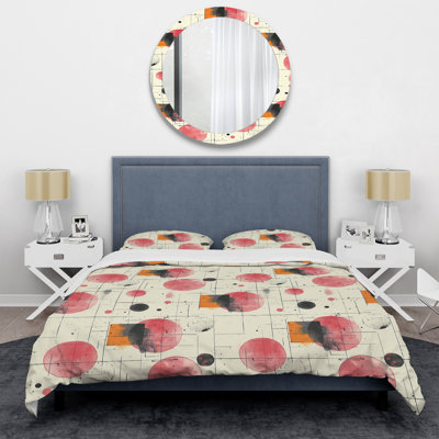 Red Black Geometric Shapes II - Geometric Duvet Cover Set