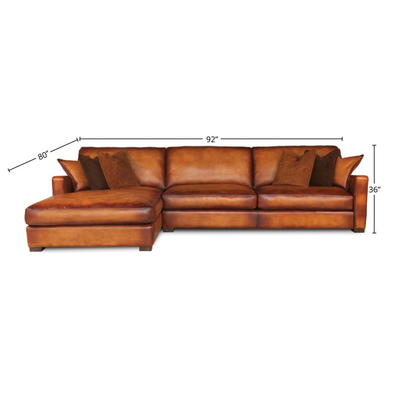 Veracruz Chaise Sectional, Left Hand Facing, Saddle Maestro Artisano Genuine Leather