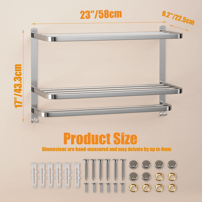 Porte-serviettes mural en acier inoxydable (argent)