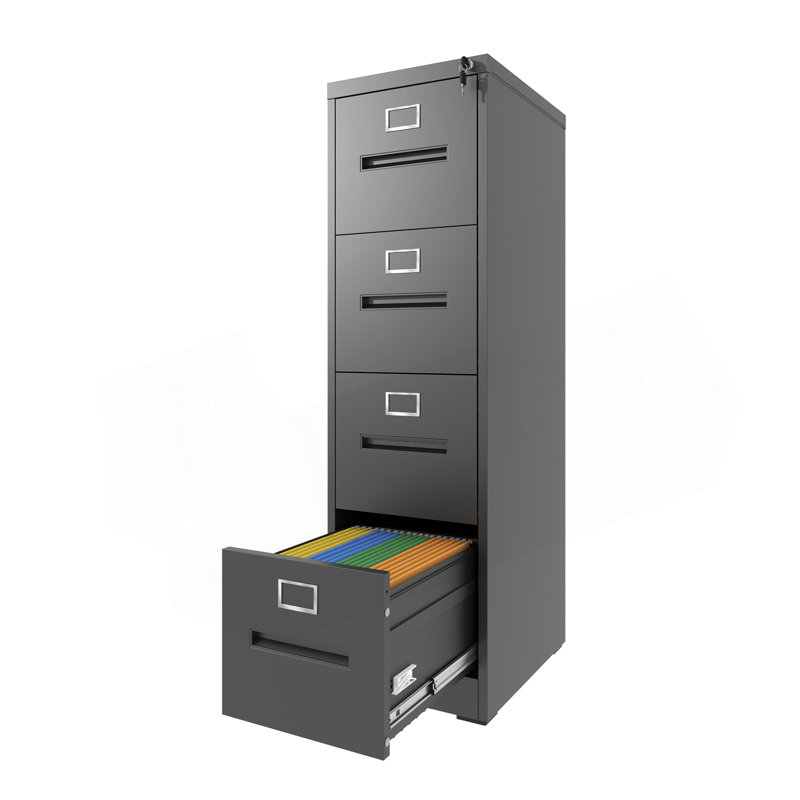 4 Drawer Metal Vertical File Cabinet with Lock for Office and Home, A4/Letter/Legal Size, High Capacity and Security