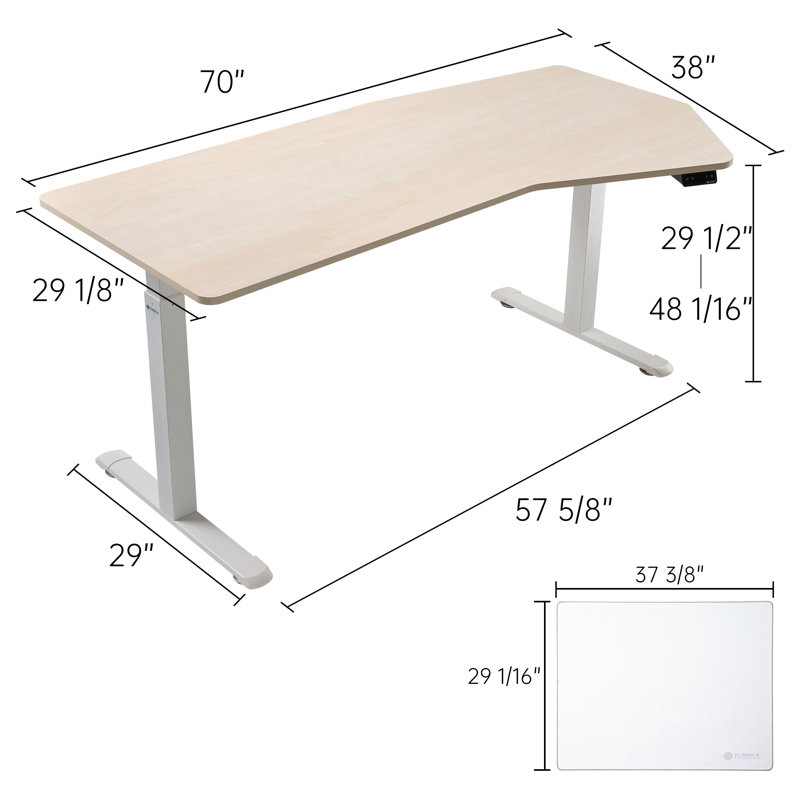 Marincho Adjustable Height Steel Executive Desk, Maple