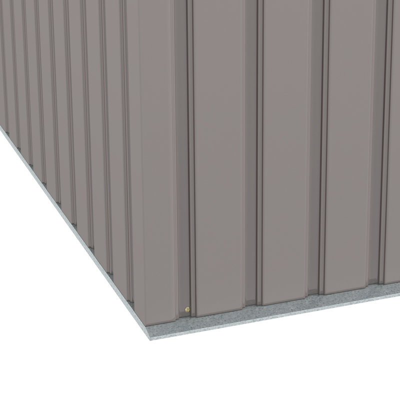 Light Grey 9 X 4ft Corrugated Galvanised Steel Garden Storage Shed, Outdoor Tool Shed With Sliding Lockable Doors & Vents