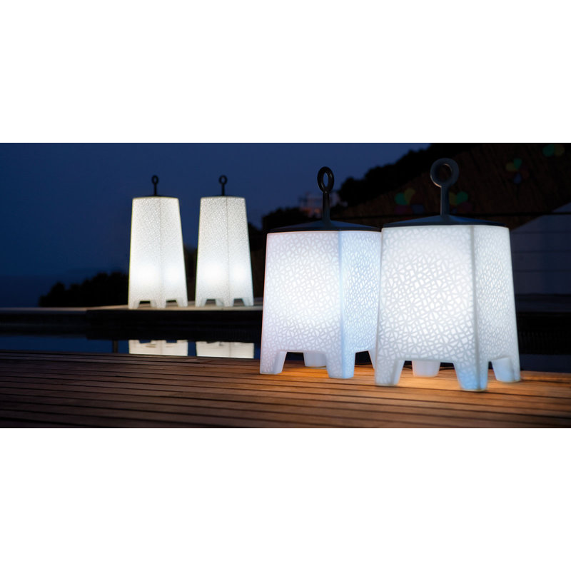 White Geometric Plug-In LED Outdoor Floor Lamp