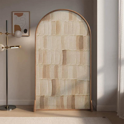 Cloison simple 1 panneau beige blanc + brun clair Georgette + bois massif