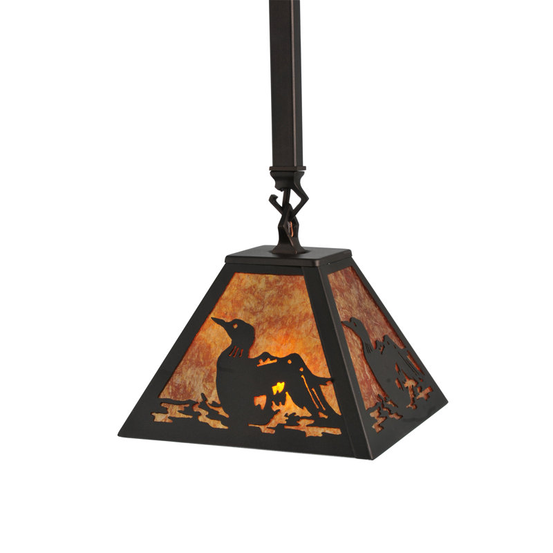 Bronze Mini Pendant with Amber Glass for Indoor/Outdoor Use