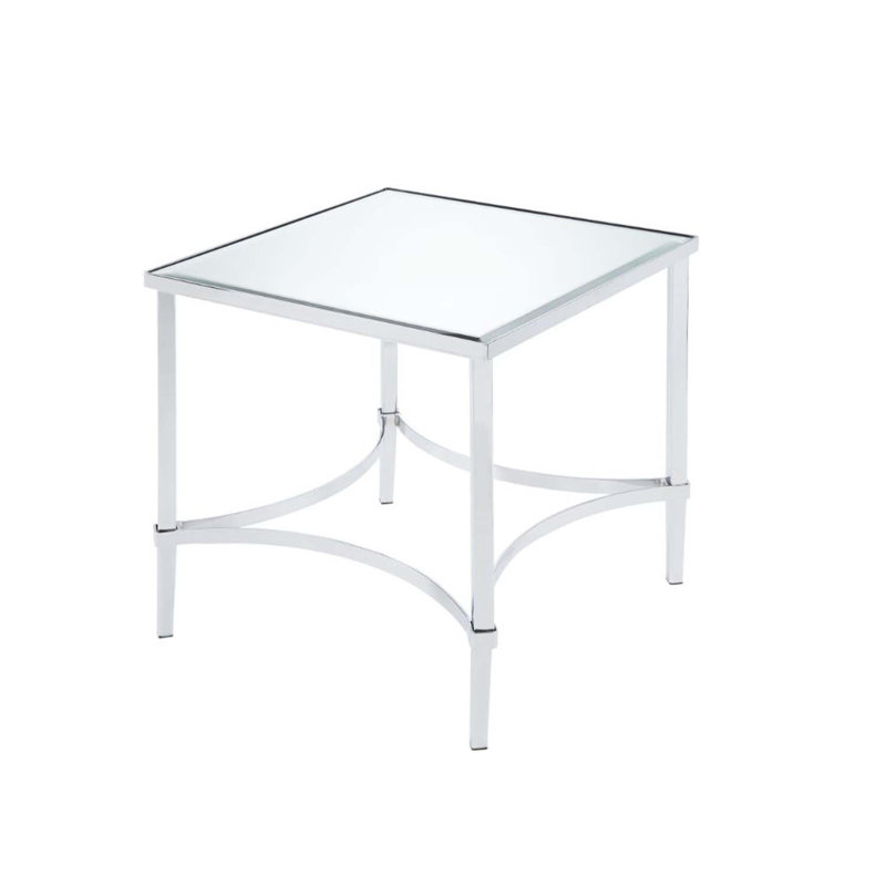 Square End Table, Chrome & Mirror