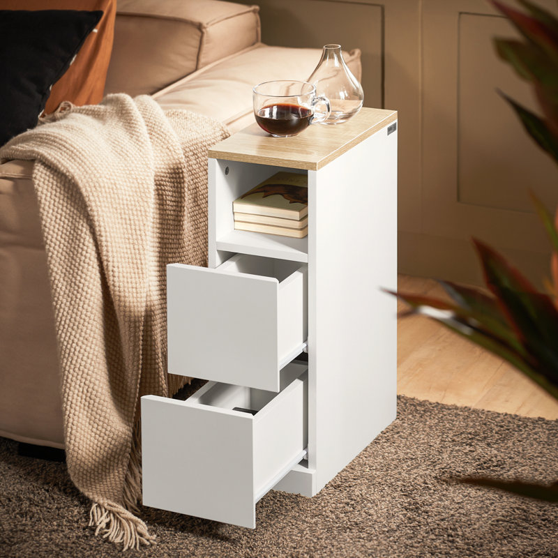 20cm W Bedside Table, White