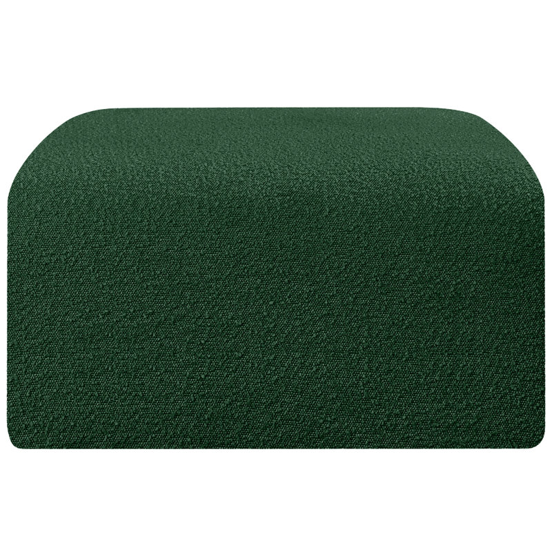 Hisanaga Upholstered Ottoman, Green Boucle Fabric