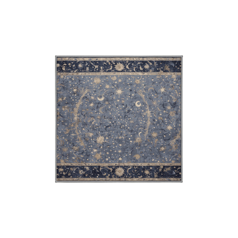 Machine Washable Gray Area Rug, Square 8'