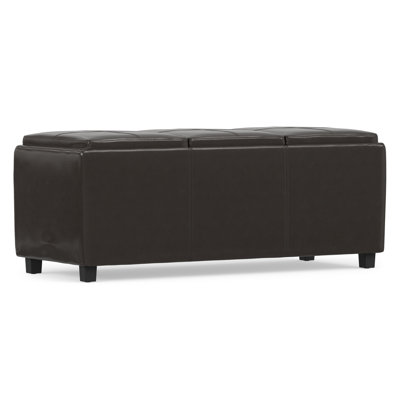 Avalon 42"W Upholstered Contemporary Rectangular Flip-Top Storage Ottoman with Hidden Storage