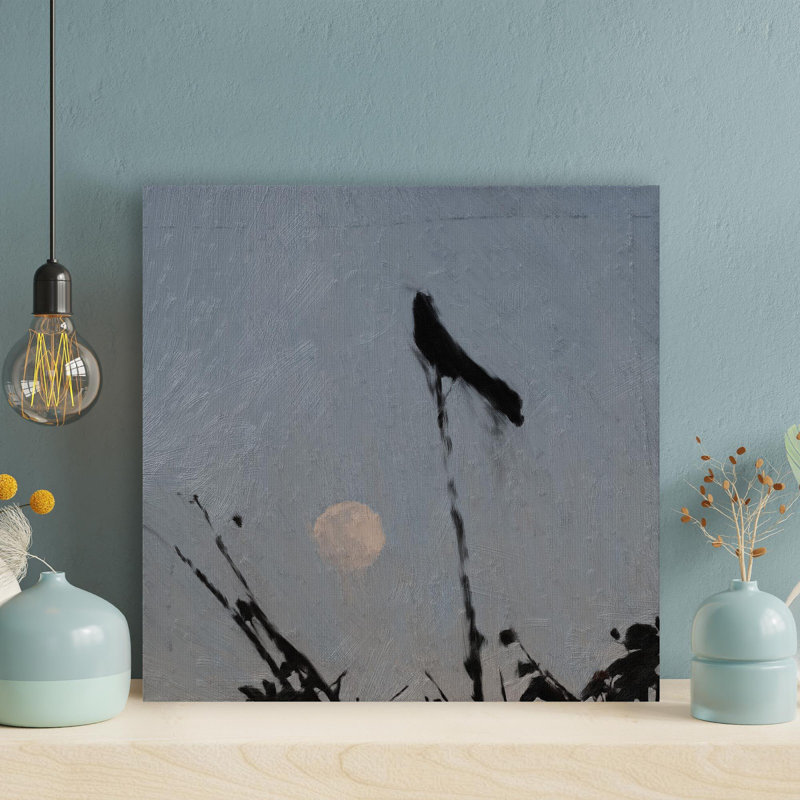 Silhouette Of Bird On Tree Branch During Sunset - " Silhouette Of Bird On Tree Branch During Sunset " Painting Print