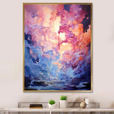 «Pink Illuminated Electro Reverie I», art mural abstrait
