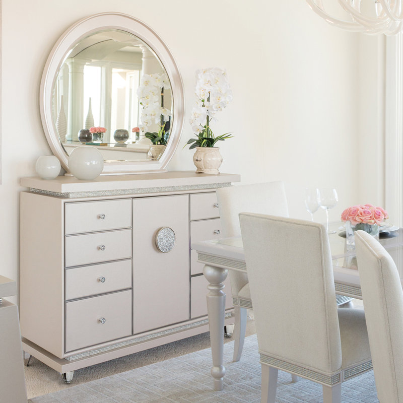 Glimmering Heights 8 Drawer 56.25" W Combo Dresser with Mirror