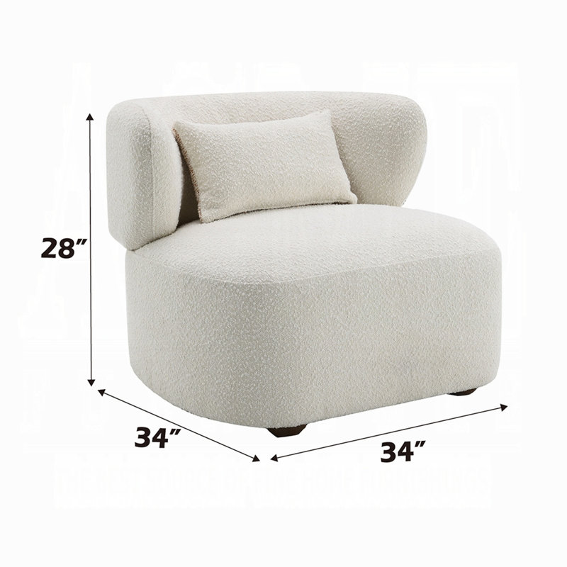 Fauteuil d'appoint surdimensionné Remus, boucle beige, dossier arrondi rond