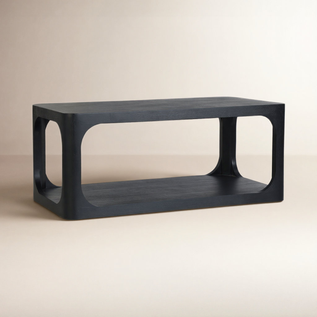 Sybil Solid Wood Coffee Table, Black, 16" H x 42" W x 22" D