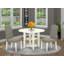 L'ensemble de table de cuisine 3 pièces comprend une table de salle à manger ronde avec Dropleaf et des tablettes et 2 chaises Parson en tissu Shitake foncé, lin blanc-42826314-112679147-112679146